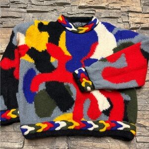 Vtg Berek 90s Women Wool Sweater Heavy Chunky Fits S Winter Outdoor Hand Knit